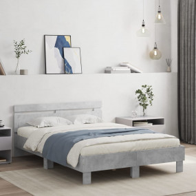 Bed Frame Concrete gray Engineered wood, Plywood
