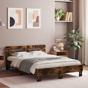 Bed Frame Smoked Oak Engineered wood, Plywood 47.2 x 78...