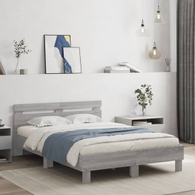 Bed Frame Grey Sonoma Engineered Wood Double Modern Bed...