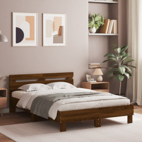 Bed Frame Brown Oak Engineered Wood 47.2 x 78.7 in Dura...