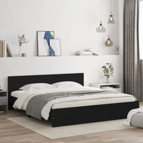 Bed Frame Black Engineered wood and plywood 79 x 79 in ...