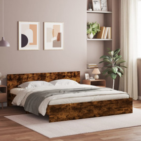 Bed Frame Smoked Oak Engineered wood 79x79 in Durable B...
