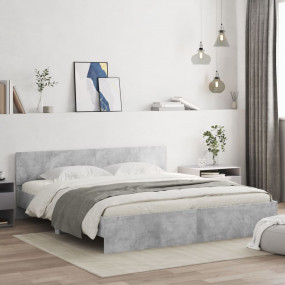 Bed Frame Concrete grey Engineered wood Double Durable