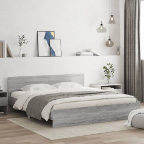 Bed Frame Grey sonoma Engineered wood Full Durable Bed ...
