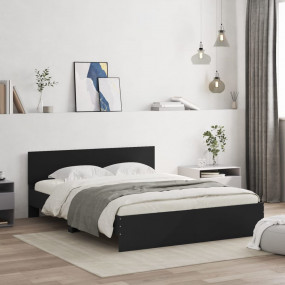 Bed Frame Black Engineered wood, Plywood King Size Mode...
