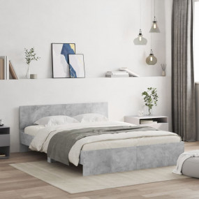 Bed Frame Concrete Grey Engineered wood, Plywood King D...