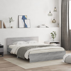 Bed Frame Gray Sonoma Engineered wood, Plywood King Siz...