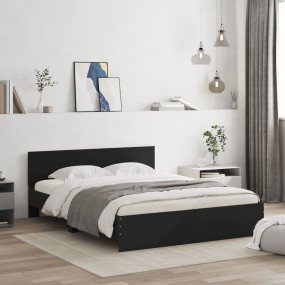 Bed Frame Black Engineered wood, Plywood Full Bed Frame