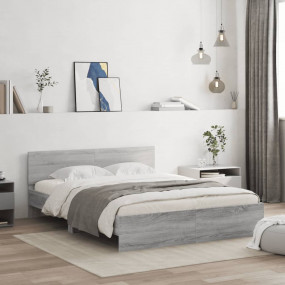 Bed Frame Grey Sonoma Engineered wood, Plywood 55.1x78....