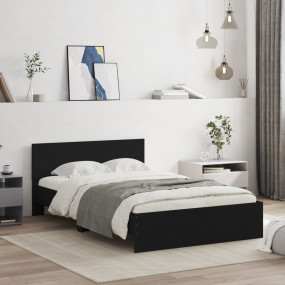 Bed Frame Black Engineered wood and plywood Double Bed ...