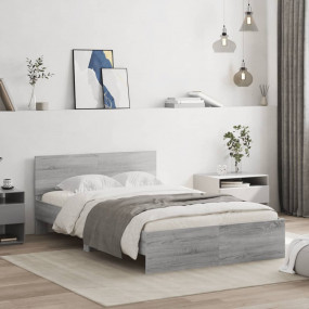 Bed Frame Grey Sonoma Engineered wood Full Modern Bed F...
