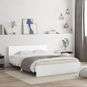 Bed Frame White Engineered wood Full Modern Bed Frame