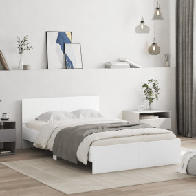 Bed Frame White Engineered Wood Double Robust Bed Frame