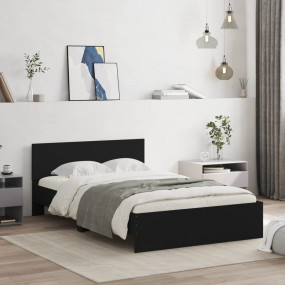 Bed Frame Black Engineered wood Double Sturdy Bed Frame