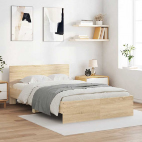 Bed Frame Sonoma Oak Engineered Wood Double Durable Mod...