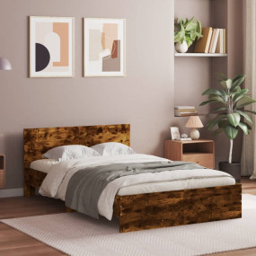 Bed Frame Smoked oak Engineered wood, Plywood Double Be...