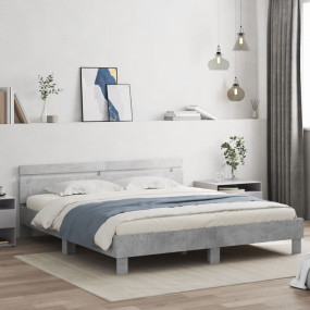 Bed Frame Concrete grey Engineered wood, plywood Full B...