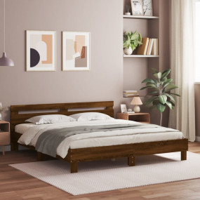 Bed Frame Brown Oak Engineered Wood Super King Bed Fram...