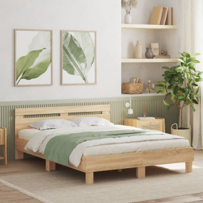 Bed Frame Sonoma oak Engineered wood, Plywood Double Be...