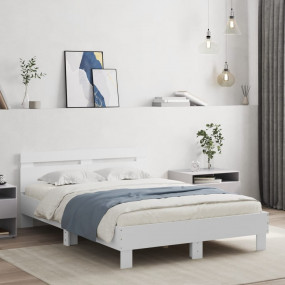 Bed Frame White Engineered wood, Plywood Double Bed Fra...