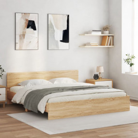 Bed Frame Sonoma Oak Engineered wood and plywood Double...