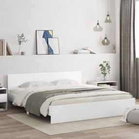 Bed Frame White Engineered wood, Plywood Super King Bed...