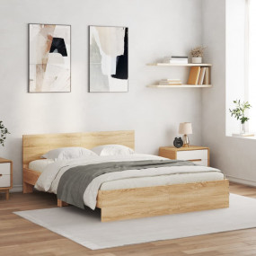 Bed Frame Sonoma oak Engineered wood, plywood 63x79 in ...