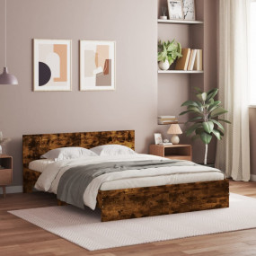 Bed Frame Smoked oak Engineered wood, Plywood 63 x 79.9...