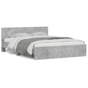 Bed Frame Concrete grey Engineered wood, Plywood King S...