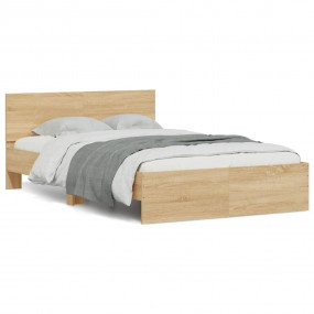 Bed Frame Sonoma oak Engineered wood and plywood Double...