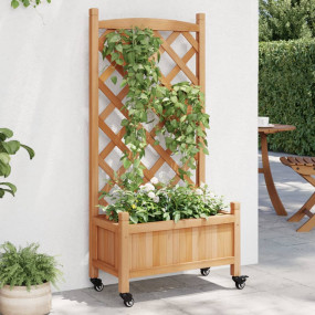 Planter Brown Solid Fir Wood, Iron Planters Planter Rec...