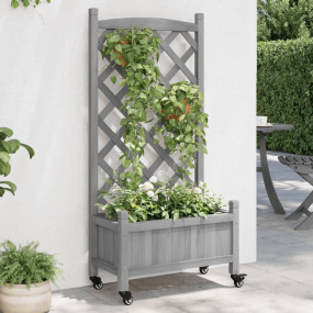 Planter Grey Solid fir wood, iron Medium Planters Plant...