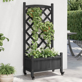 Planter Black Solid fir wood, Iron Medium Planters Plan...