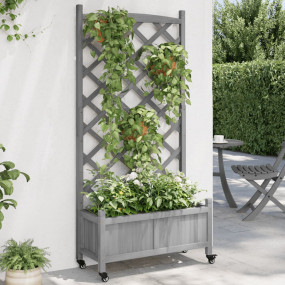 Planter Grey Solid fir wood, iron Medium Planters Plant...