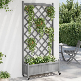 Planter Grey Solid fir wood, iron Large  Planters  Plan...