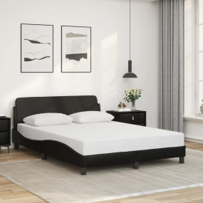 Bed Frame Black Faux leather with metal and solid pine ...