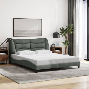 Bed Frame Dark Grey Polyester Queen Decorative Inlays B...