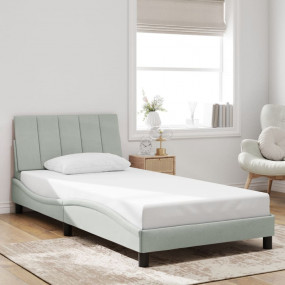 Bed Frame Light grey Velvet Twin Appealing Design Bed F...