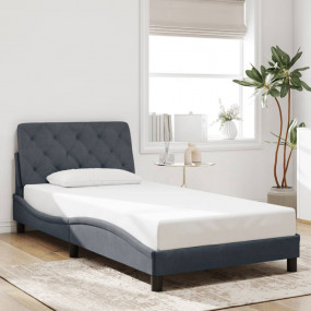 Bed Frame Dark Grey Velvet Twin Bed Frame Rectangular M...