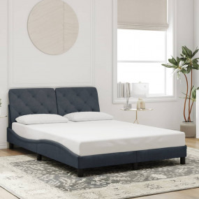 Bed Frame Dark Grey Velvet, Metal, Solid Pine Wood, Ply...