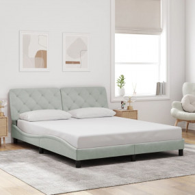 Bed Frame Light Grey Velvet Queen Bed Frame Rectangular
