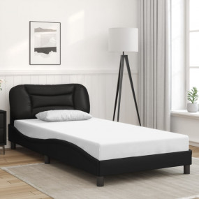 Bed Frame Black Faux leather Twin Bed Frame Rectangular