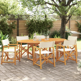 Folding Garden Chair Set of 6 Cream White