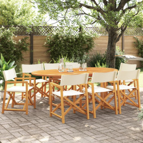 Folding Garden Chair Set of 8 Cream White