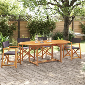 Folding Garden Chair Set of 4 Dark grey Acacia wood, po...