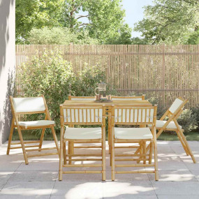Bistro Chair Set of 6 Cream Bamboo,Fabric (100% polyest...