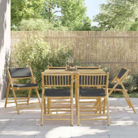 Bistro Chair Set of 6 Dark grey Bamboo, Polyester Stand...