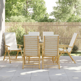 Garden Reclining Chair Set of 6 Cream White
