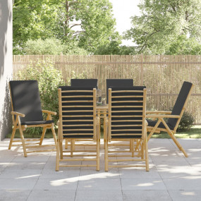 Garden Reclining Chair Set of 6 Dark gray and bamboo