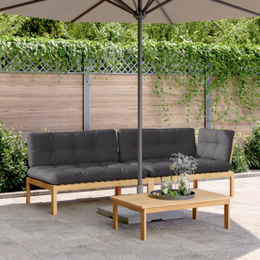 Pallet Sofa Set Anthracite Solid Acacia wood 3 Piece Mo...